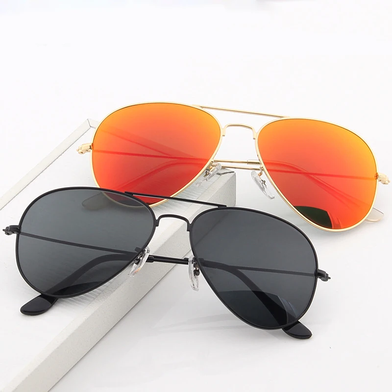 

3026 Hot sale OEM custom logo Fashion Sun Glasses unisex Metal Frame Mirror Polarized Metal Oval Sunglasses