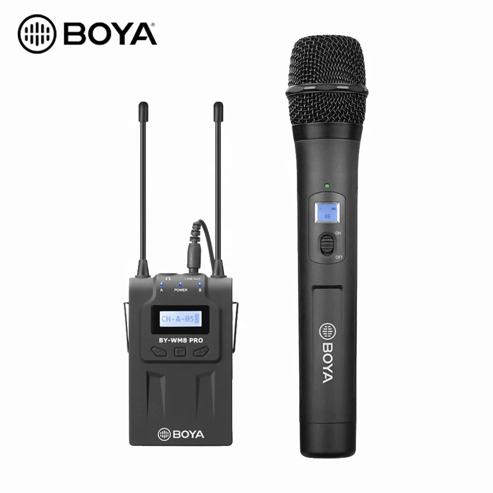 

BOYA BY-WM8-PRO-K3 UHF Wireless Interview Mic with One Receiver and One Handheld Dual Microphone, Black