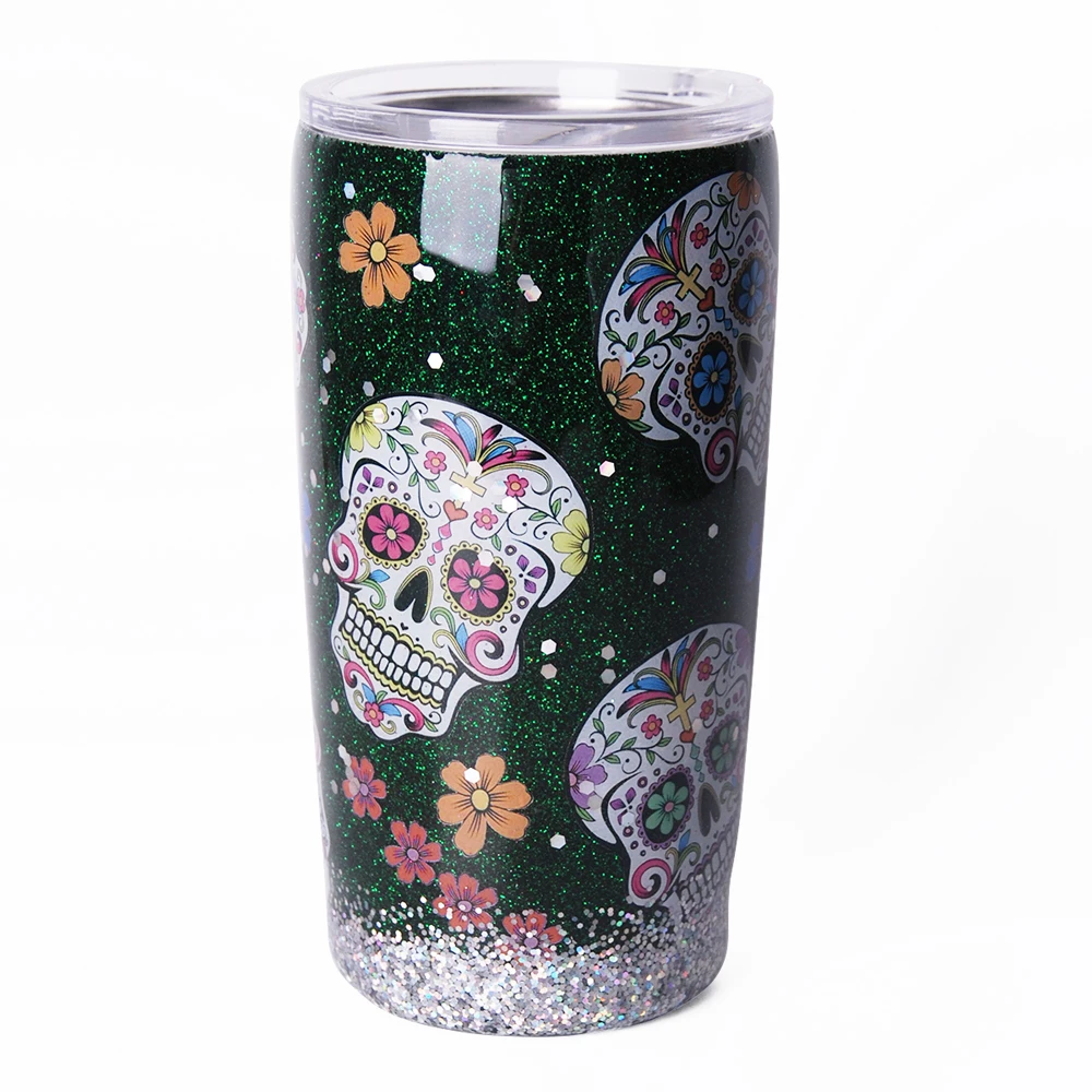 

Wholesale 100% Handmade 20oz Epoxy Glitter Crystal Skeleton Printed Cups Double Wall Vacuum Tumbler DOM1172