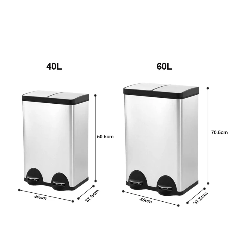 Popular Kitchen 2 In 1 Recycle Bins Garbage Bin Recycling Stainless