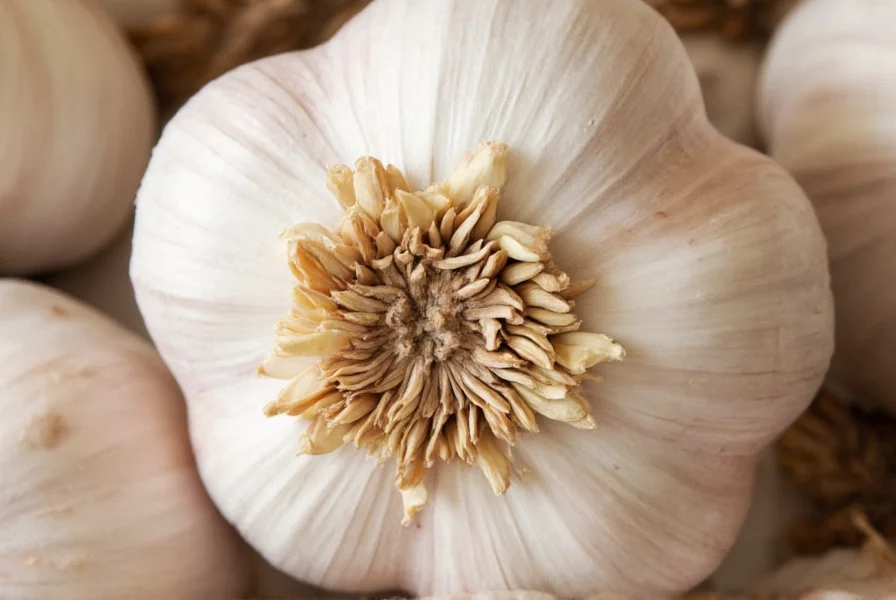 Close-up of garlic cloves being separated from a bulb