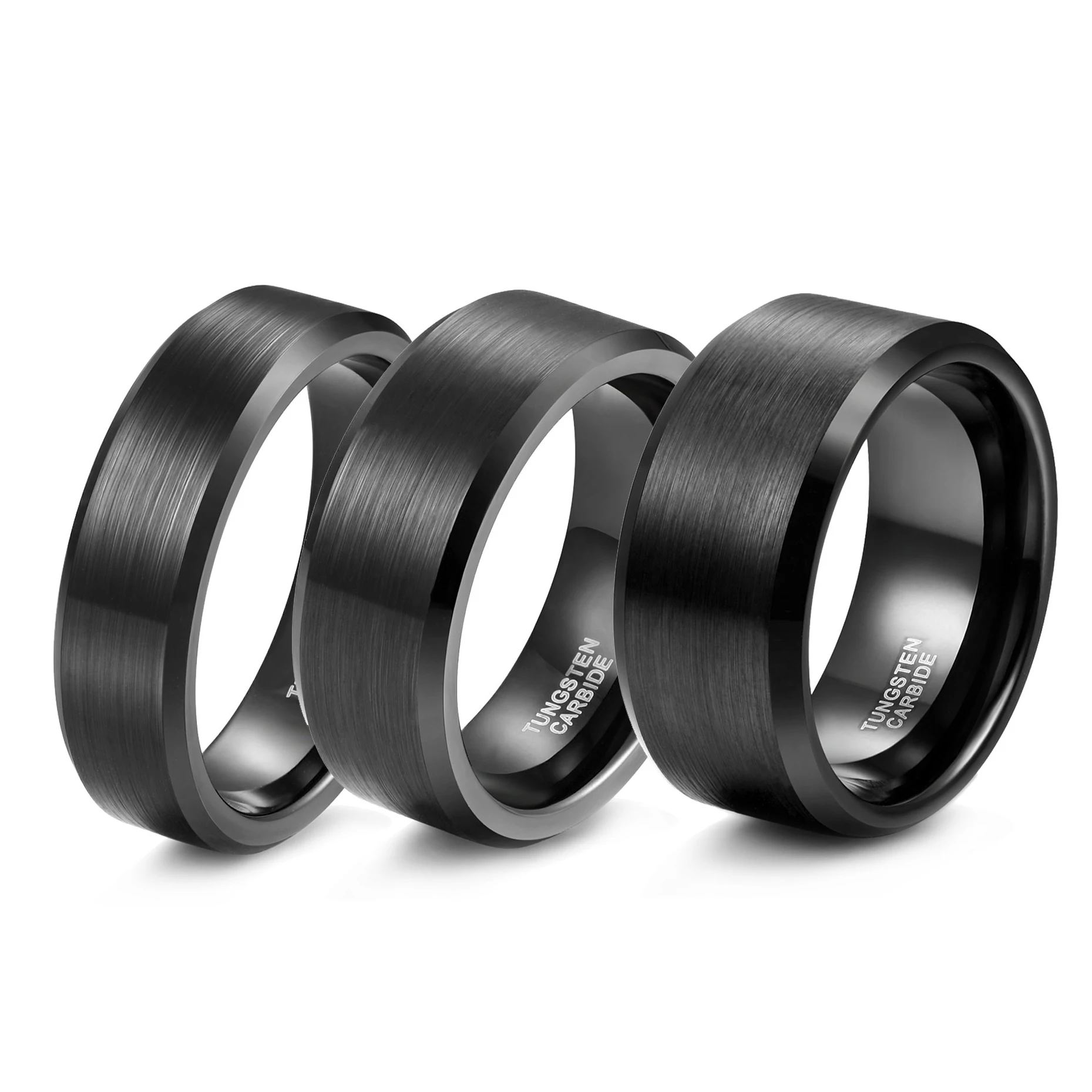OAHLAN Fashion Jewelry Factory Anti Rust 2mm/4mm/6mm/8mm/10mm Black Gun Plated Brushed Tungsten Carbide Rings for Men Women
