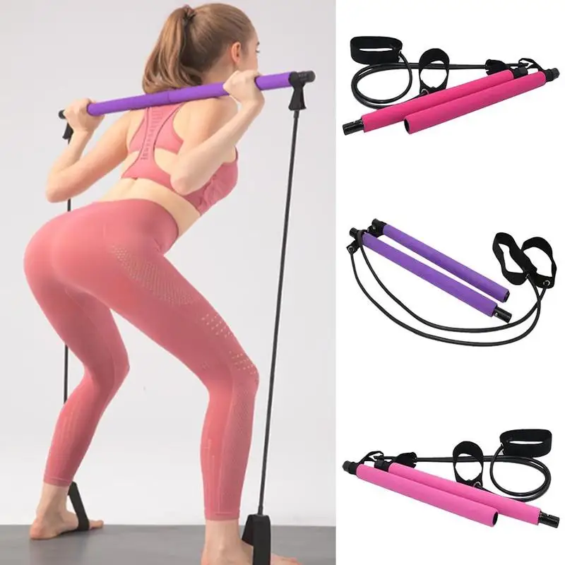 

Exercise Resistance Band Kit Portable Pilates Stick Muscle Yoga Rally Bar