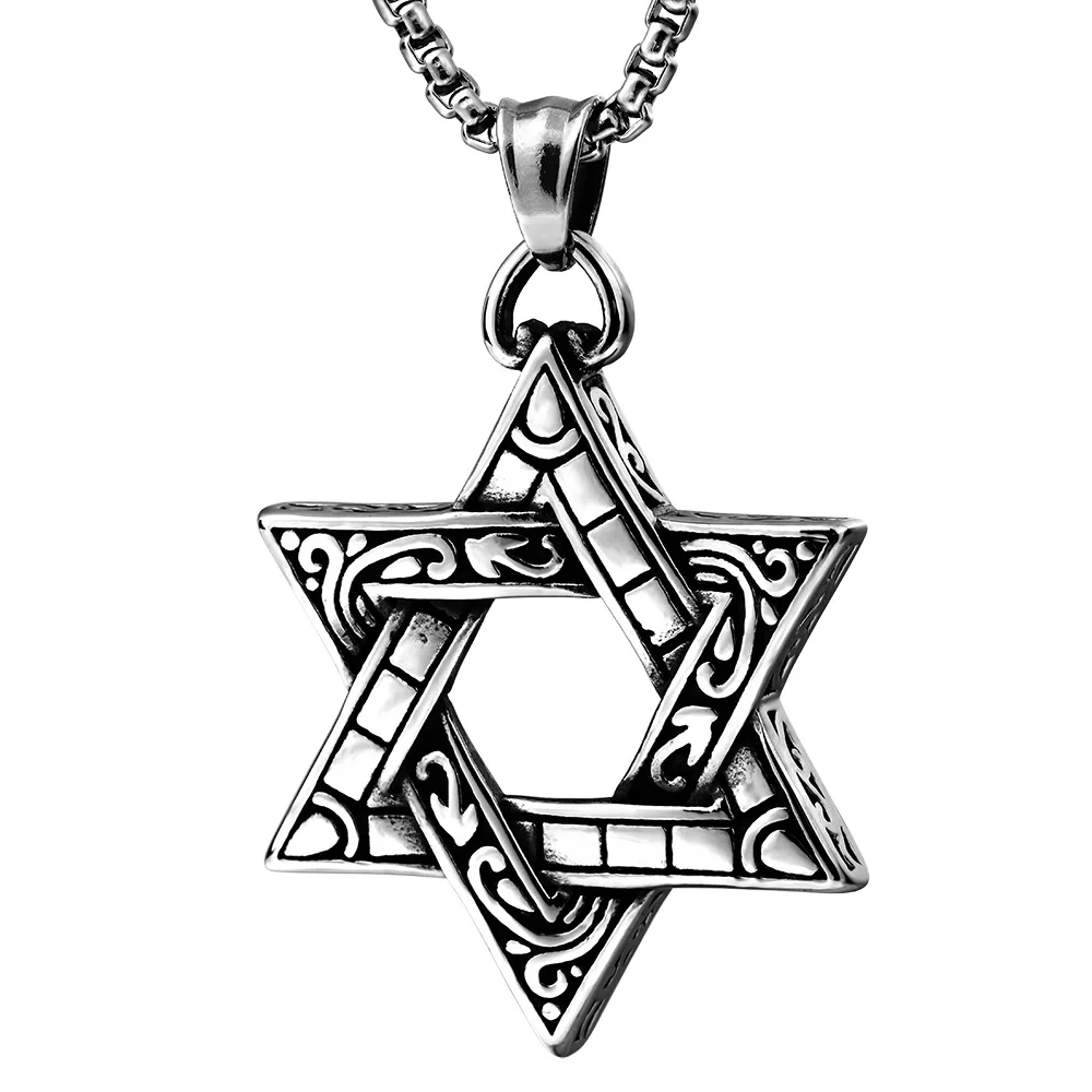 

Islamic Accessories Miss Rapper Roll Designer Aesthetic Thick Box Chain Rapper Israeli Hexagram Pendant Vintage Silver Jewelry