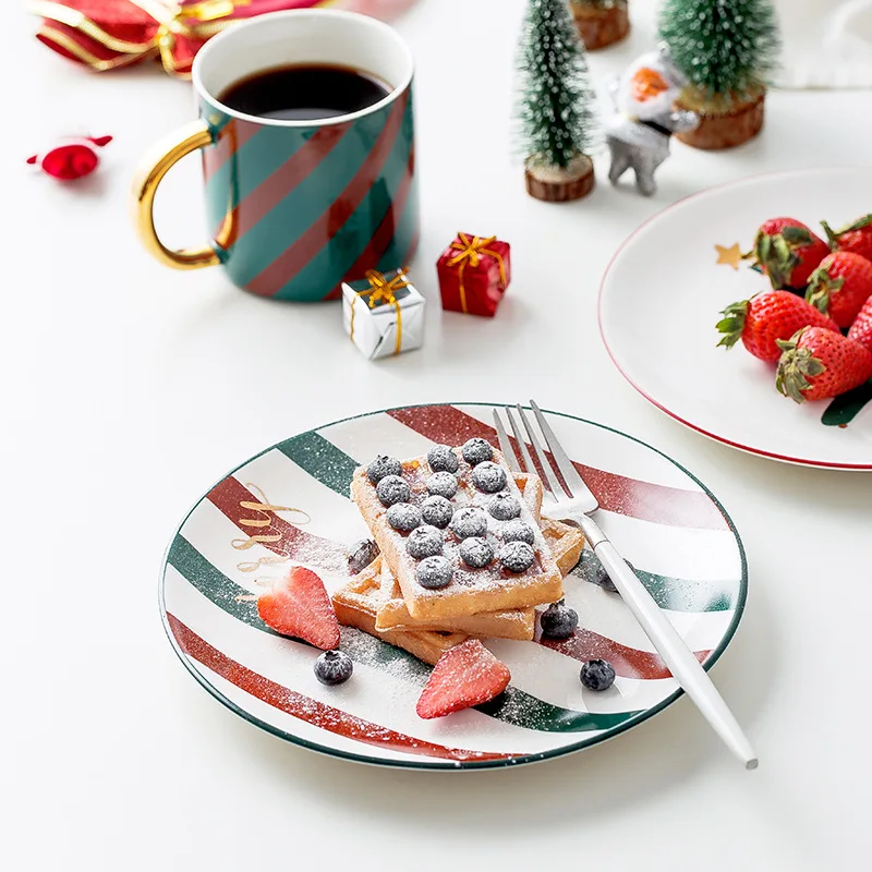 

Creative Ceramic Tableware Set Christmas Topic Ceramic Mug Ceramic Dinner Plate