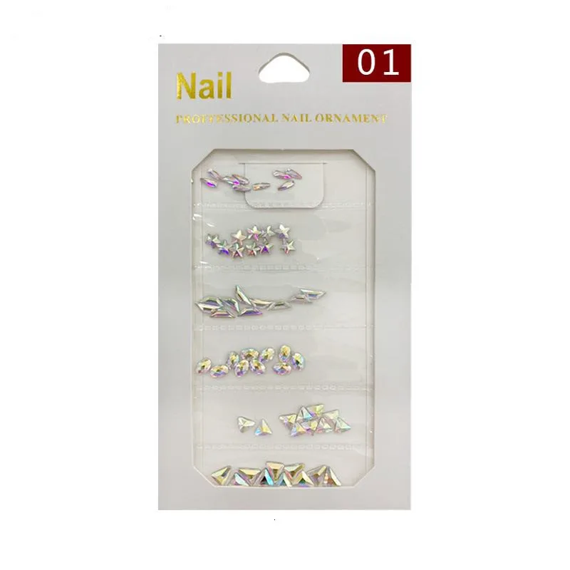 

PAROO Supply 6 Type Irregular Crystal Glass DIY AB Nail Diamonds For Nails