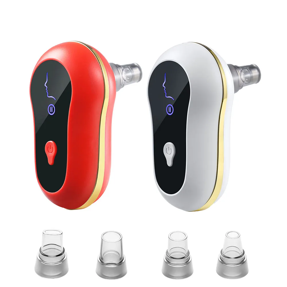 

Electric Small Bubble Blackhead Remover USB Rechargeable Pore Acne Pimple Removal Vacuum Suction Facial Cleaner Tool, White/red