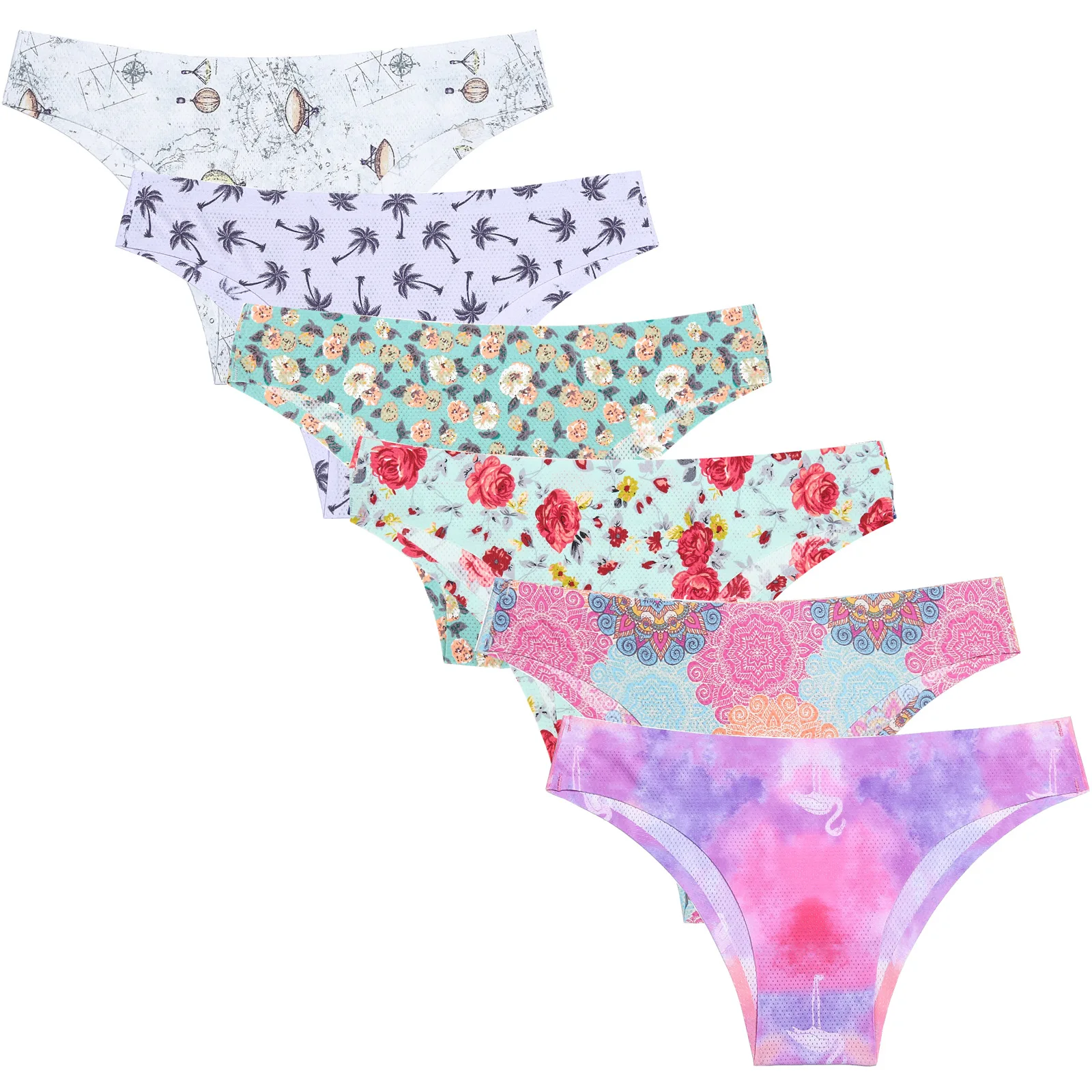 

Nylon Spandex Laser cut Floral Print Seamless Underwear Bikini Women's Wholesale Panties