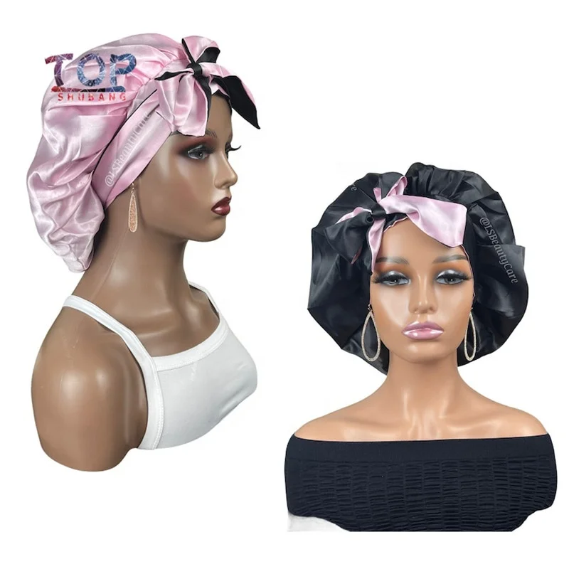 

Luxury hair extensions wigs satin bonnet with long edge control frontal wrap headband tie band