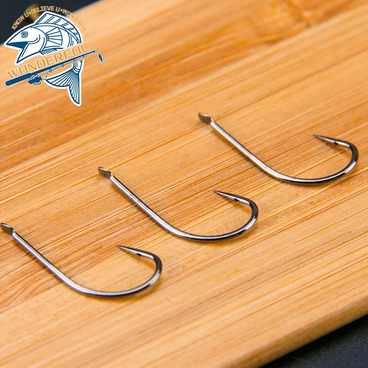 

High Quality Black Bulk High Carbon Steel Barbed Single Crap Fishing Hook, Silver