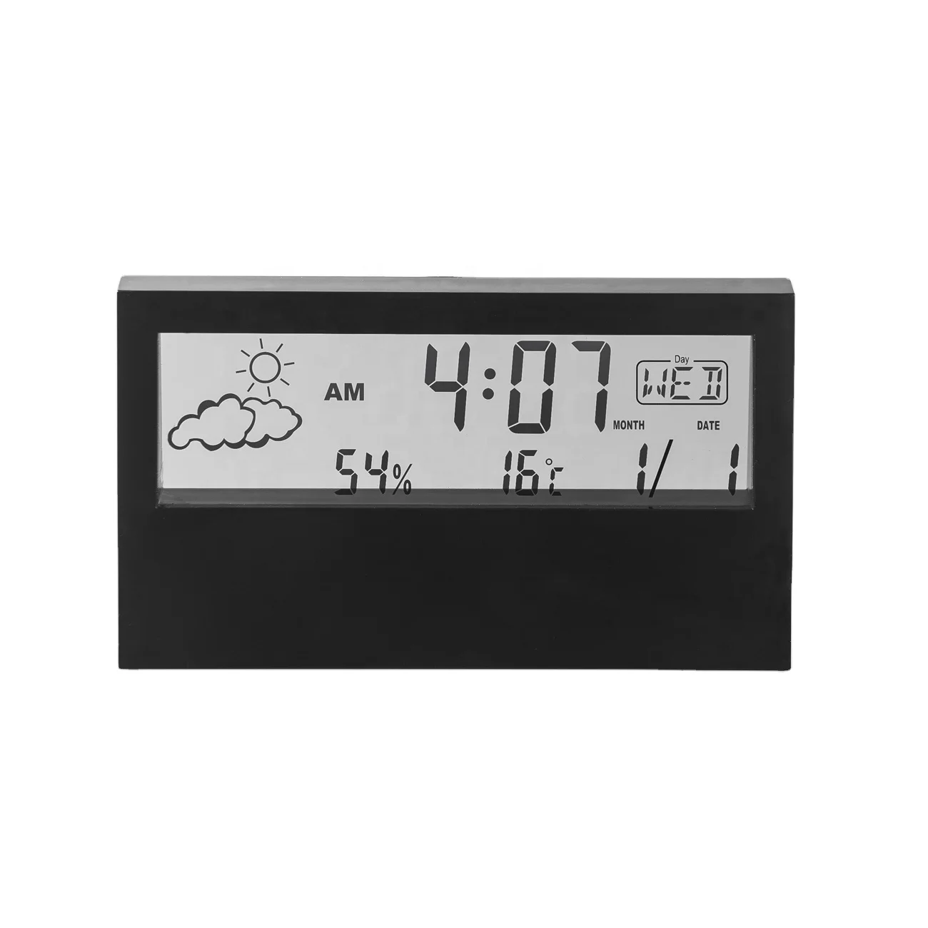 

weather station table alarm clock with calendar display