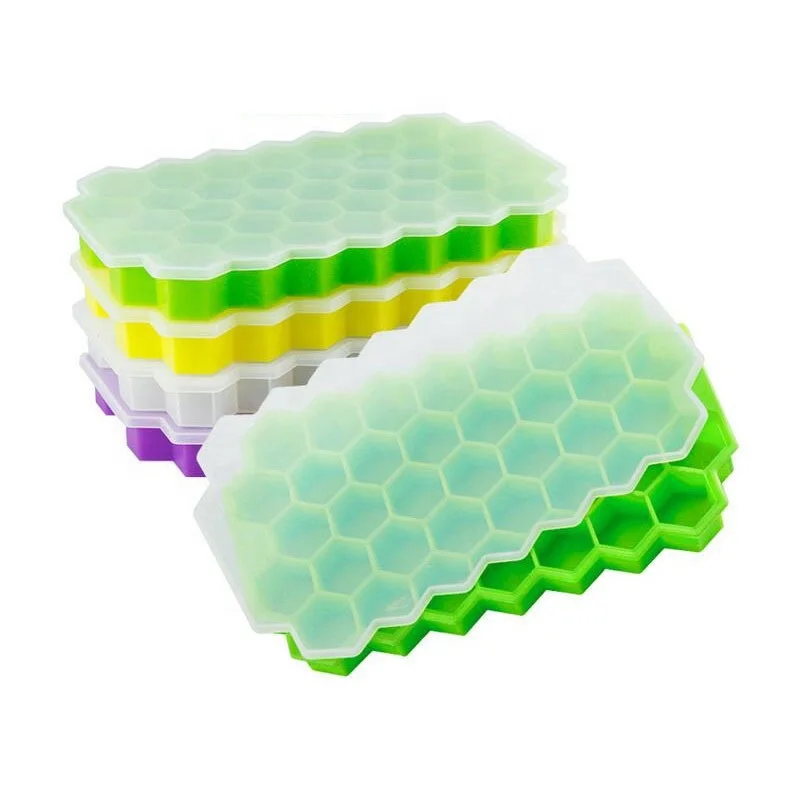 

37 Cavity Honeycomb Silicone Ice Maker with Lid Ice Tray Ice Mold, Pantone color