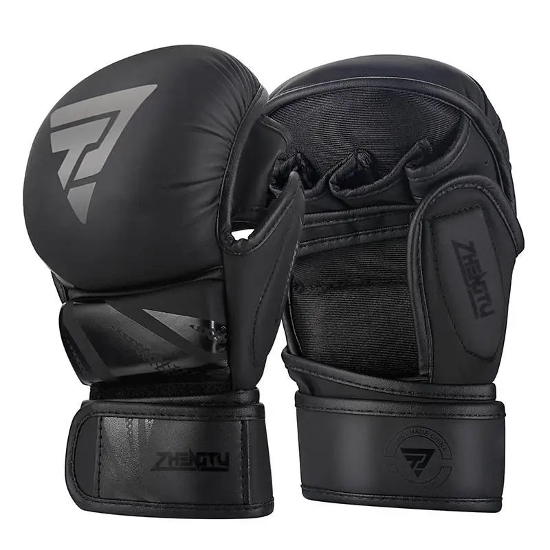 Professional MMA Glove Matt Black 7oz MMA Training Sparring Grappling Boxing Muay Thai Gloves