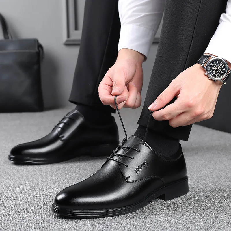 

Hot Selling Men's Spring And Autumn Breathable Casual Shoes Englon Business Leather Shoes Men's Dress Shoes, Black brown