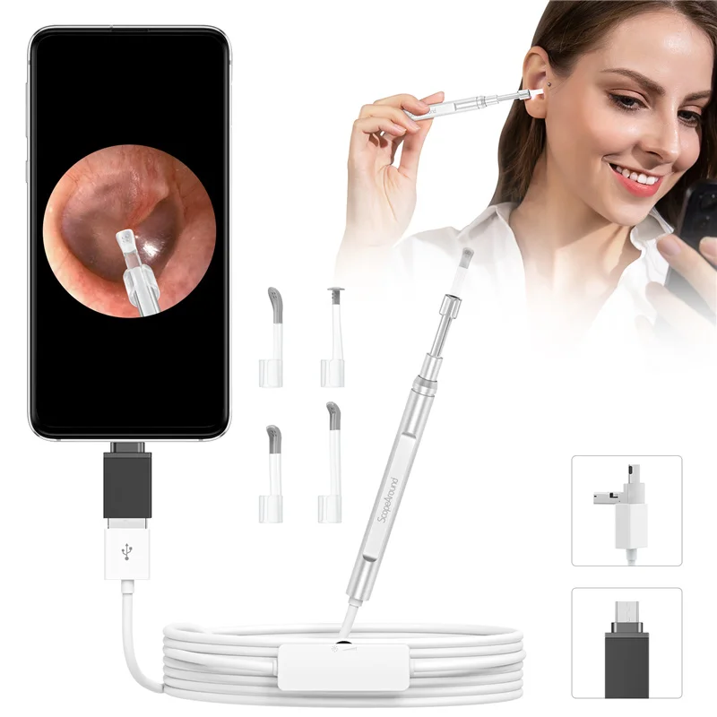 

Ear wax remover camera portable ear cleaner otoscope endoscope, Silver