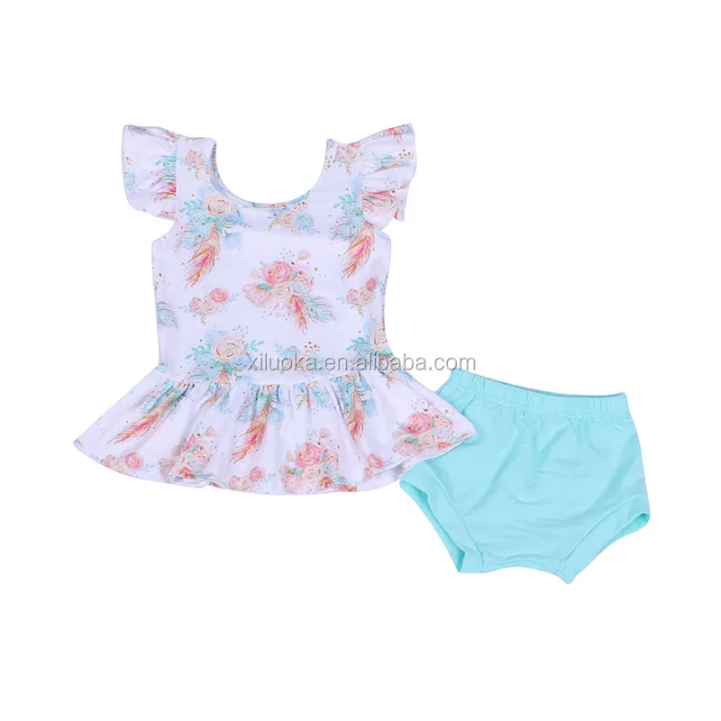 

2020 Hot Sale Boutique Kids Bloomer Outfits Fashion Girl Summer Clothing Set