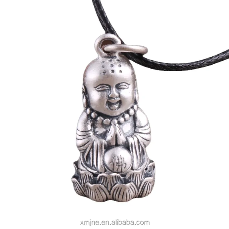 

Certified Retro Silver Cute Little Buddha Pendant Buddha Niche Statue Buddha Charm Silver Pendant 99 Sterling Silver Lotus Base