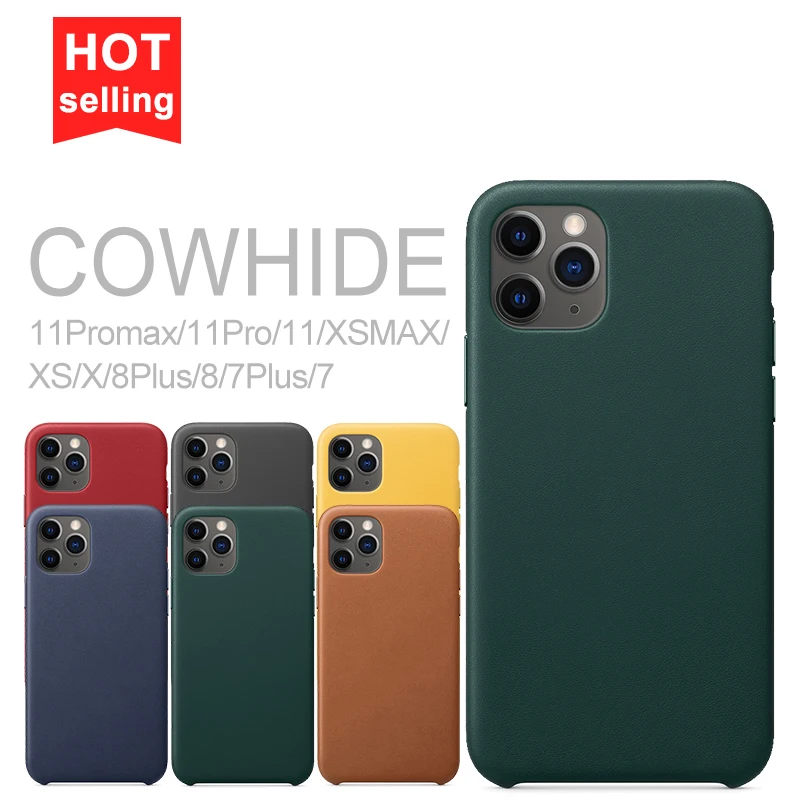 

Factory New Cowhide genuine leather phone case custom gift Original leather phone case for apple iphone11pro max 8plus Wholesale, 6 colors in stock, you can customize the color