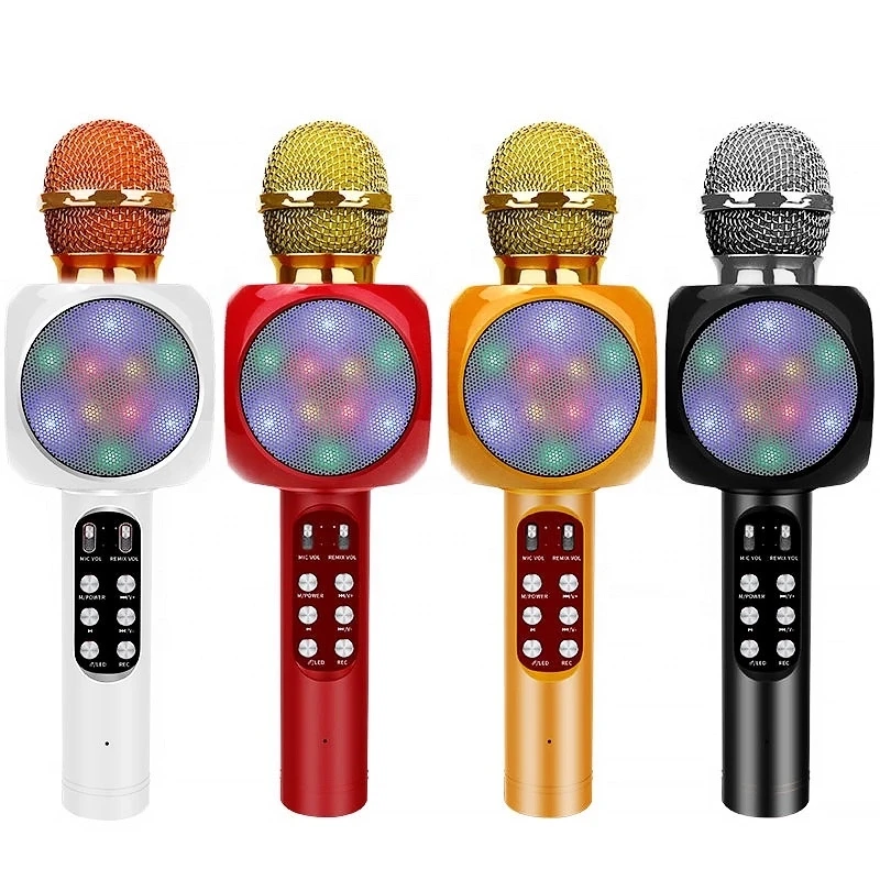 

LAIMODA Karaoke Speaker Wireless Recording Mic Usb Wireless Microphone Magic Sing Karaoke Mobile Phone Microphone Mic Condensor, Red,black,yollow,gold