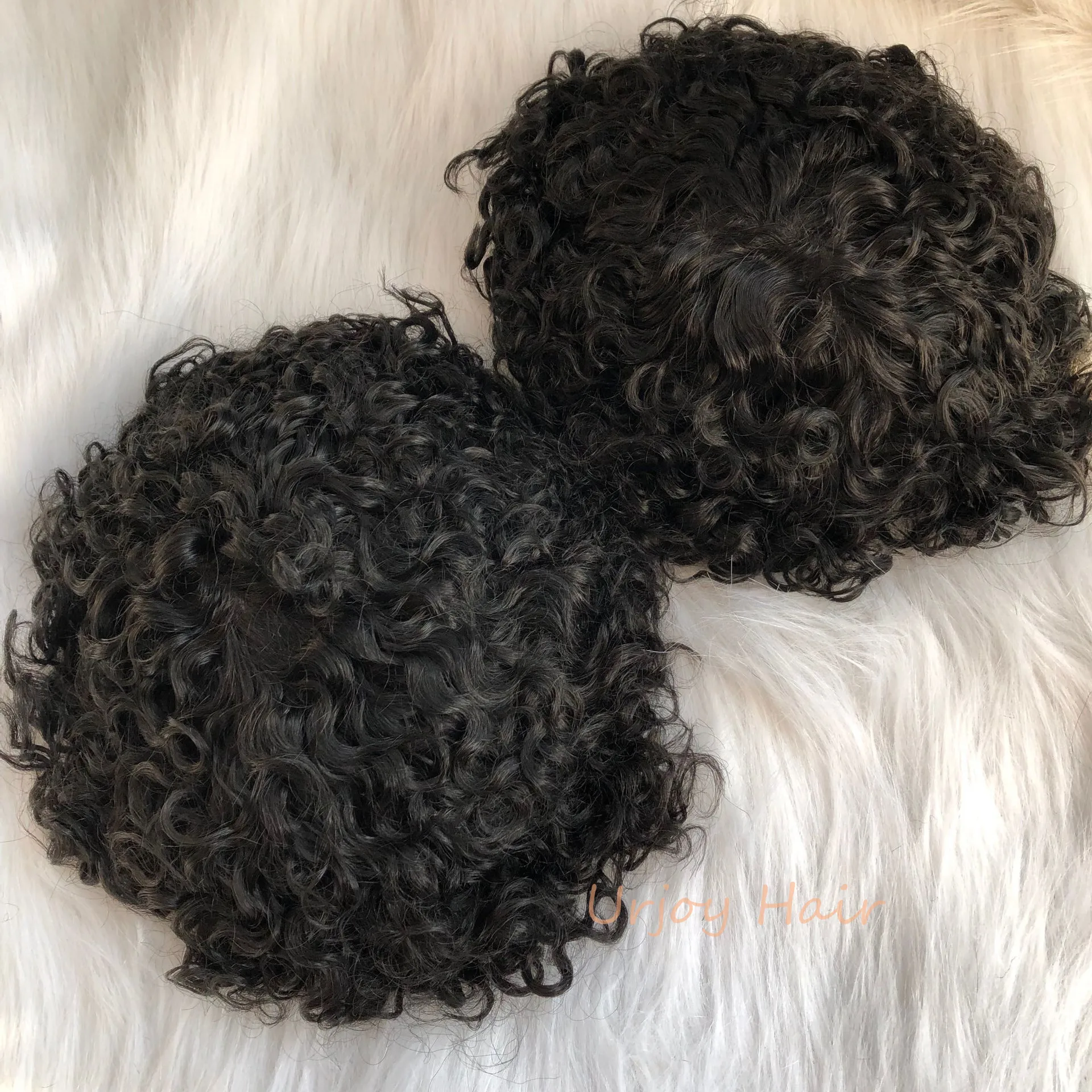 

Curly Man Weave Balding Mens Custom Hair Unit 8x10inch Male Hair toupee 100% human hair units