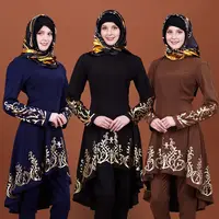 

Zakiyyah ZK009 Latest Fashion Designs Abaya Dubai Muslim Dresses For Women Long Top With Gold Pattern JUST TOPS