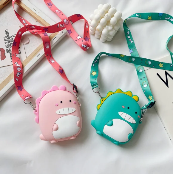 

New coin purse mini dinosaur animal small silica gel coin purse lady key bag purse children gift package bags, Green