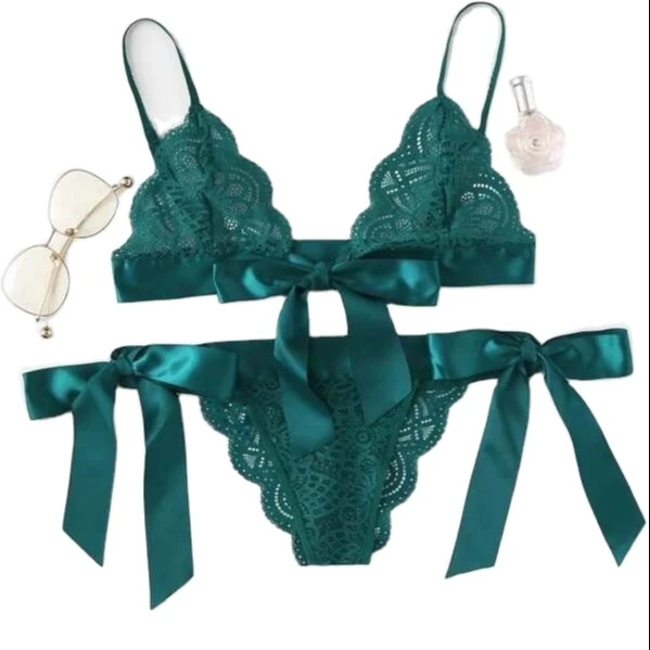 

Jay-Ution 2021 erotic lingerie bikini sexy women's bra set mature lingerie lace perspective eyelash ladies underwear