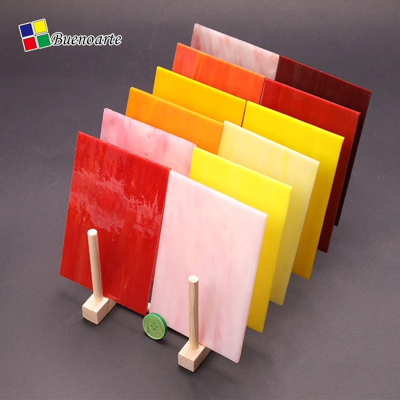 Traditional 10x15cm 12Pcs/Set Stained Glass Sheet & Cathedral Glass Sheet Diy Art Mural Tiffany Glass Tile Mosaic Lamp Kits