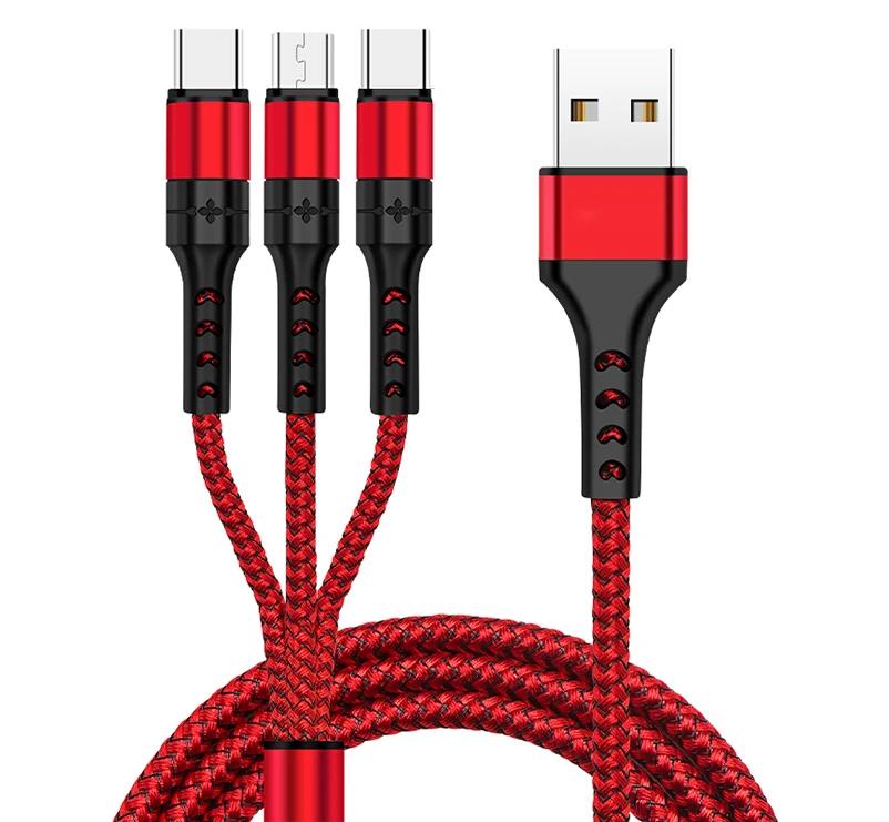 

Wholesale MOQ 10pcs 3 in 1 micro usb charge cable 5A fast type C charge cable lightning charging cable line for mobile phones