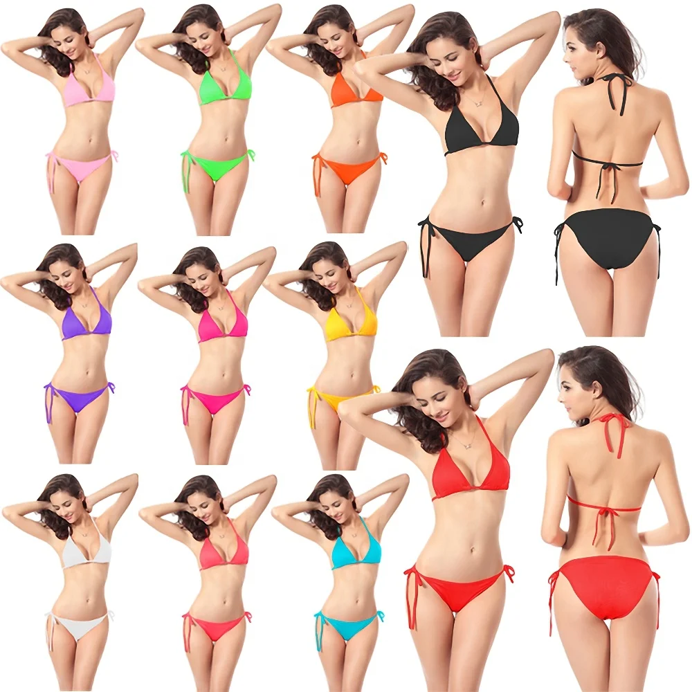 

Hot Selling Wholesale OEM Cheap Women Sexy More Solid Colors Swimsuit Swimwear Bikini