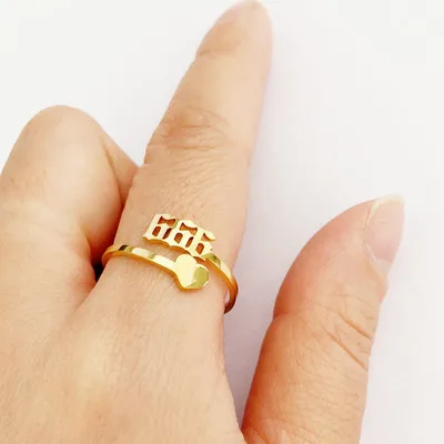 

Stainless Steel Lucky Digital Ring Fashion Jewelry Rings Women Adjustable Spinner Ring, Silver gold