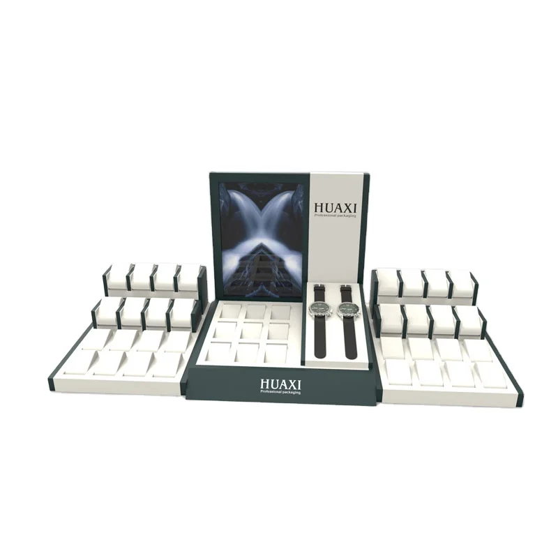 

wooden watch display with pillow watch strap display