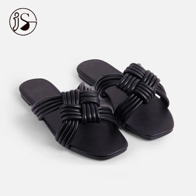 

Hot selling Knit Flats Sandals Sexy Woven Straps Slippers Popular Fashion 2021 Sandals women slippers women sandals, Picture