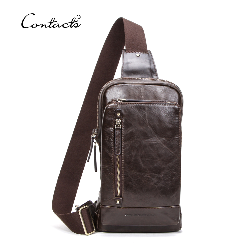 

drop ship contact's new arrival wholesale fashion vintage waterproof sling shoulder 7.9 inch ipad men leather chest bag, Coffee or customized color