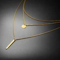 

Fashion jewelry 3 layer 18k gold necklace bar pendant necklace