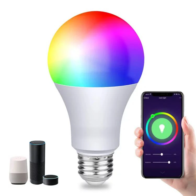 Colorful lamp a60 socket E26 E27 B22 7w 9w wifi control rgb bulbs compatible with alexa google led light wifi smart bulb