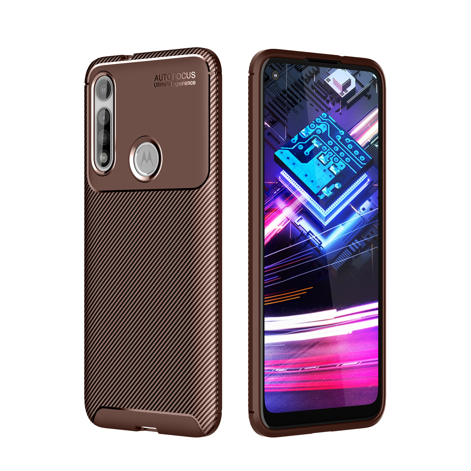 

For Motorola G Fast Shockproof Mobile Back Cover Real Carbon Fiber TPU Phone Case