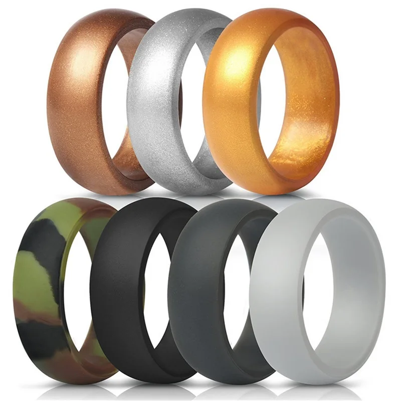 

Custom embossed silicone rubber finger rings braided stackable wedding ring for men, Picture