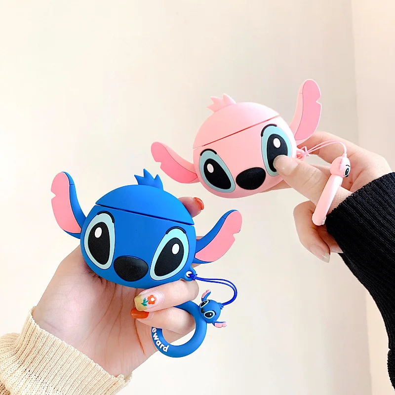 

Free Shipping 3D Earphone Case For Airpods Pro 1 2 Case Silicone Stitch Cartoon Headphones Cover, Blue
