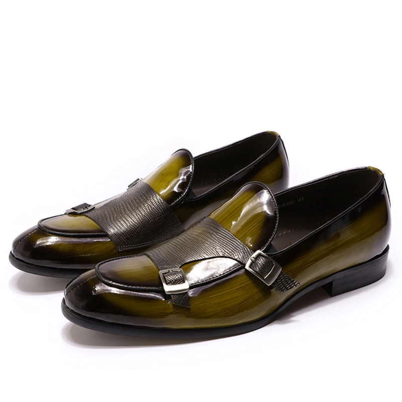

Men wedding patent genuine leather loafer dress shoe casual comfortable