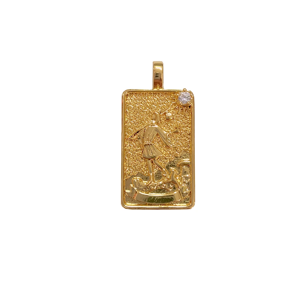 

Best quality jewelry gold plated copper custom tarot card themed necklaces pendant accessories, Golden