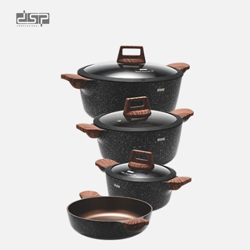 

Luxury Cookware Set Aluminium Cooking Pot Big Set Cookware 4 Piece Camping Cookware