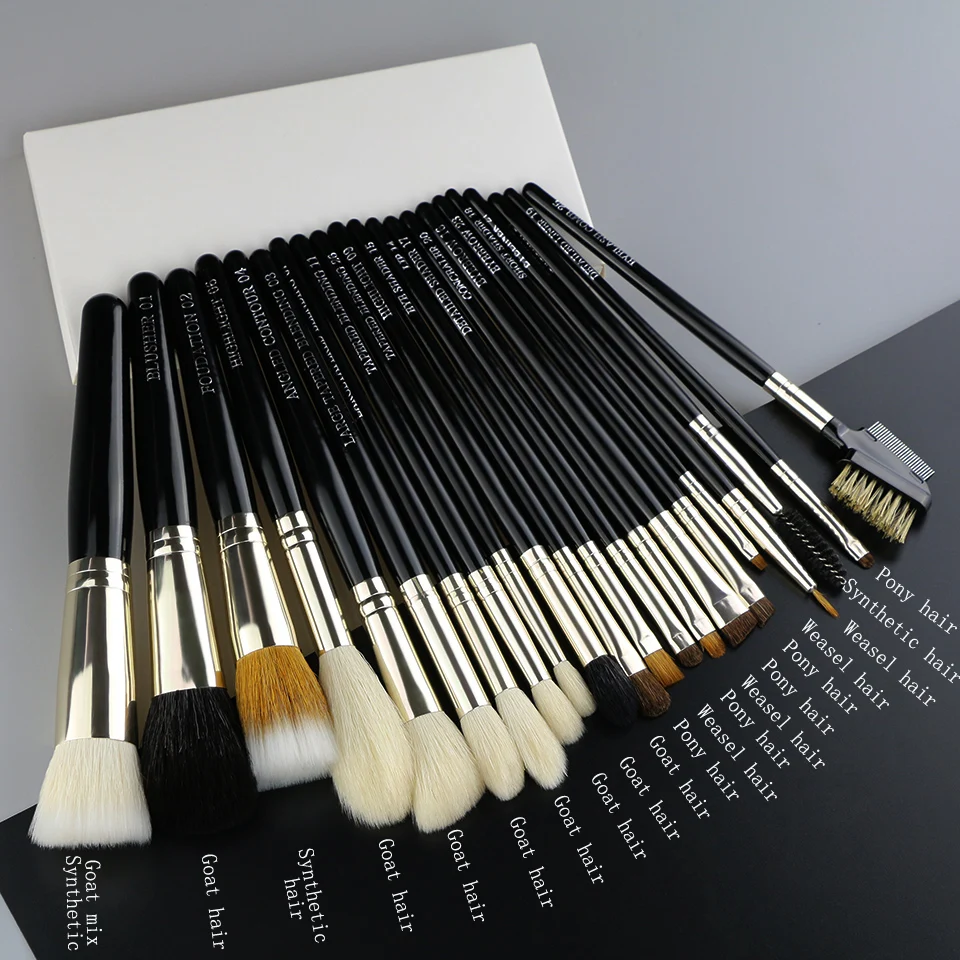 

BEILI Black silver luxury 21 Pieces make up brushes Natural pony goat hair Professional makeup brush set private label