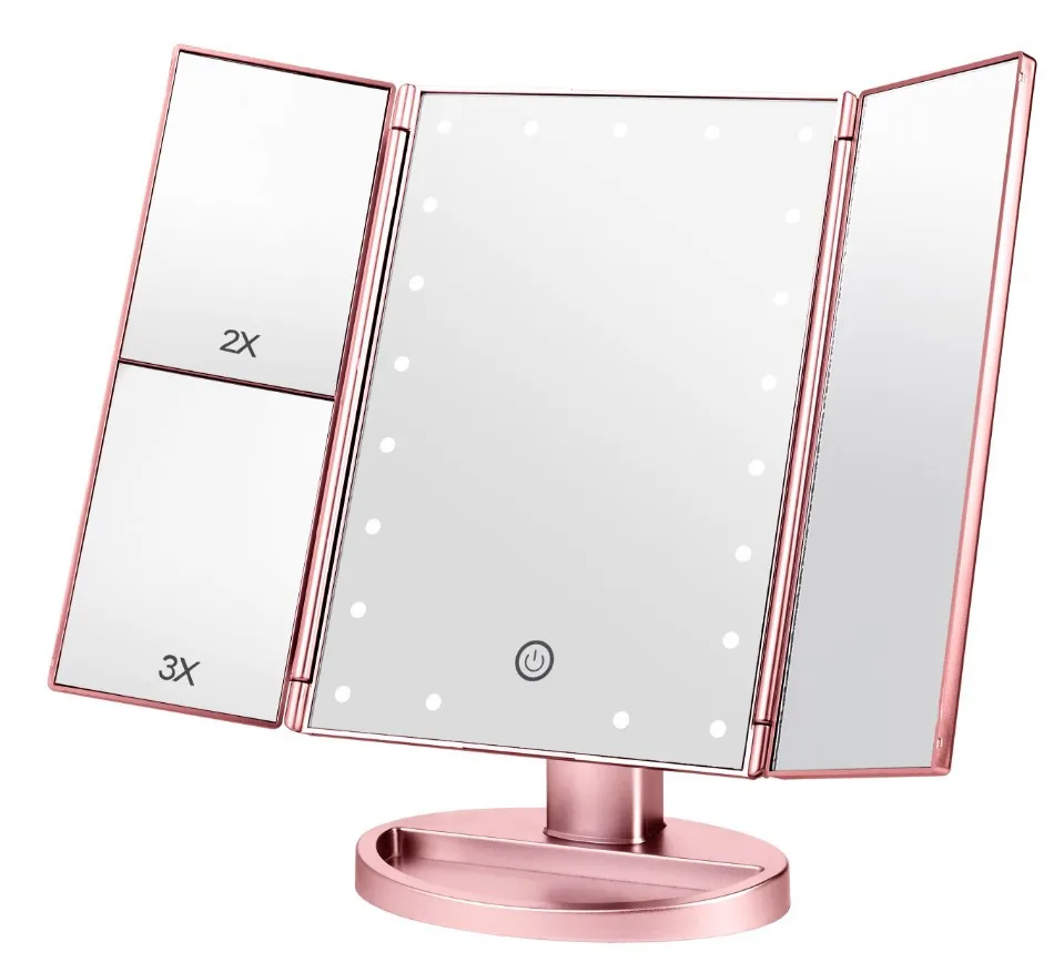 

20x magnifiy makeup mirror led vanity led lighted folding makeup mirror vanity pocket mirror touch, Customized color