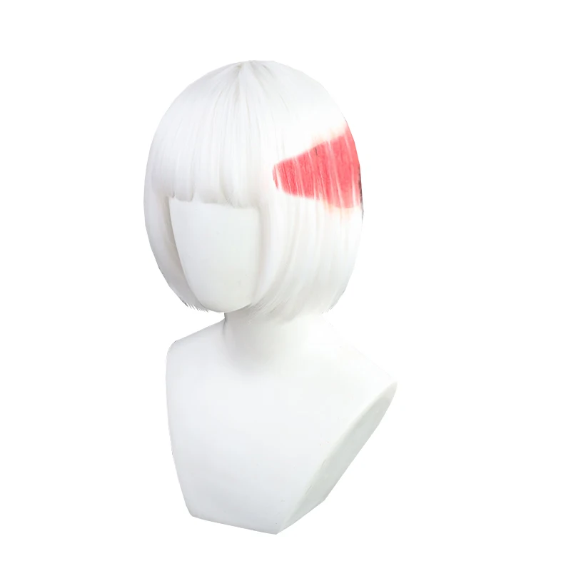 

White Dyed Red Short Bob Synthetic Hair Anime Comic Exhibition Cosplay Hair COS Ombre Wigs Sweet Female, Pic showed