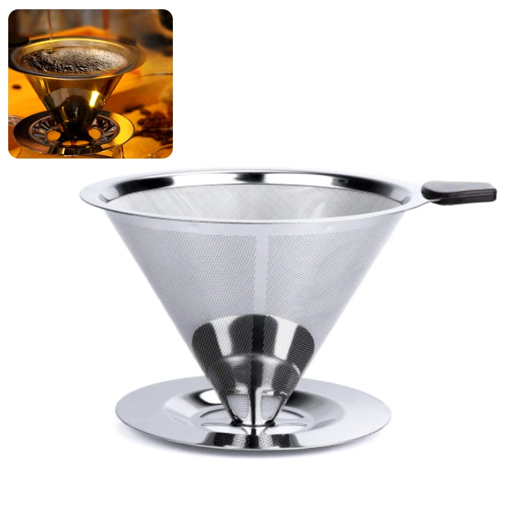 

Reusable Coffee Filter 304 Stainless Steel Conical No filter paper Filter Baskets Dripper Coffee Tea Strainers Kitchen To