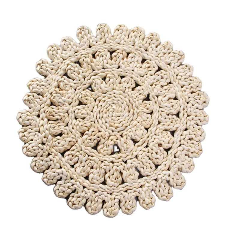 

Round Braided Placemat Woven Straw Placemats For Dining Table 38 cm diameter flower corn husk squash woven mat