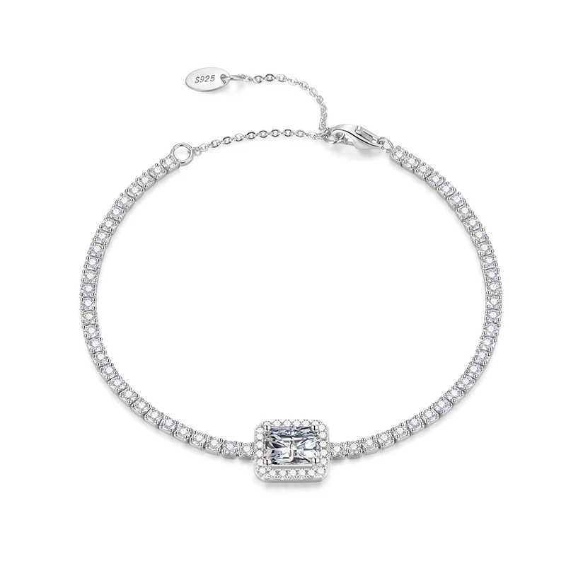 

RINNTIN SB87 Fashion Bracelet for Party 925 sterling Silver Plated Wholesale White CZ Women Bracelet