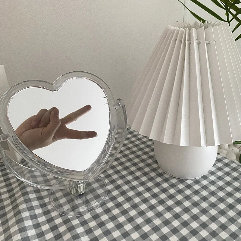 

Ins Korean Desktop Make Up Mirror Transparent Double-sided Mirror Students Lovely Makeup Mirror