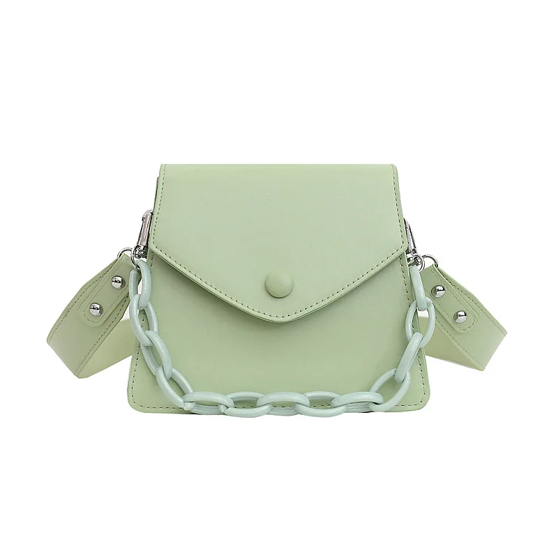 

Solid Color Thick Chain Small PU Leather Crossbody Bags For Women 2021 Summer Shoulder Cross Body Bag Ladies Handbag